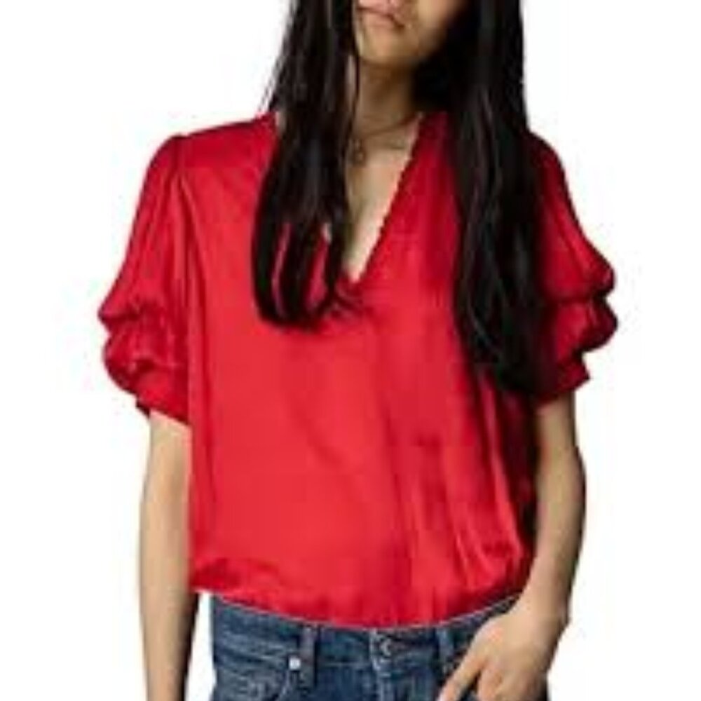 Zadig & Voltaire Taste Tiered Satin Top, M